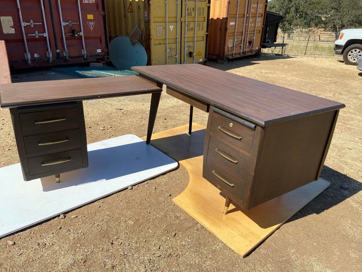 1970s Vintage Mid Century Modern L Shape Desk - Thumbnail 3