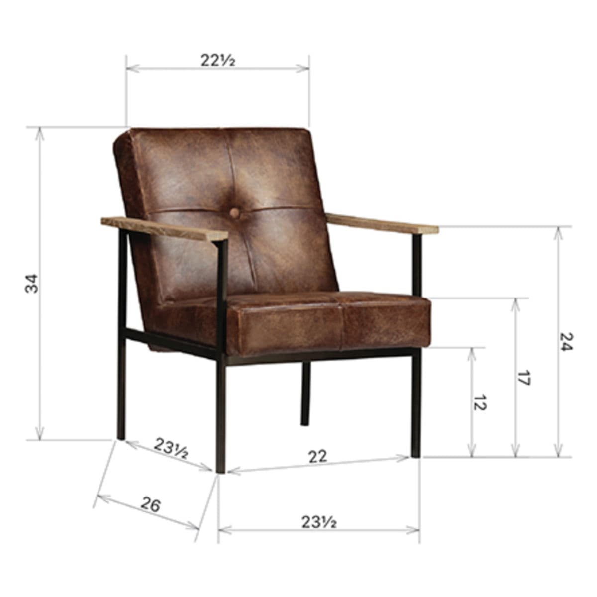 Jaxon Leather Arm Chair - Thumbnail 4
