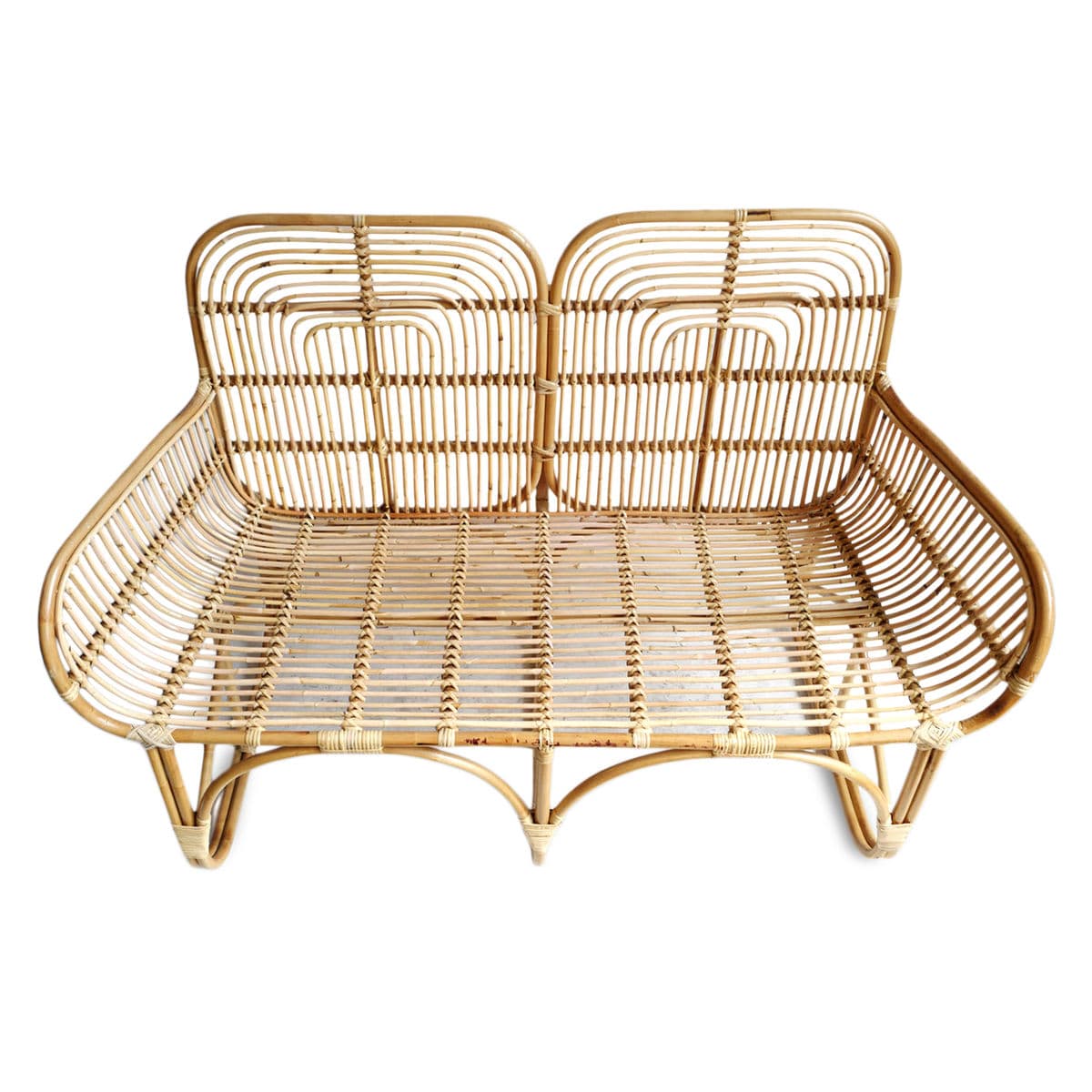 Double Deco Raw Rattan Bench - Thumbnail 4