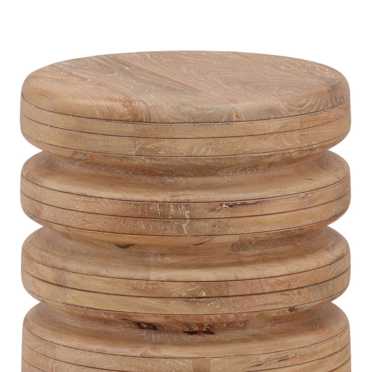 Round Stacked Wood Side Table - Thumbnail 4