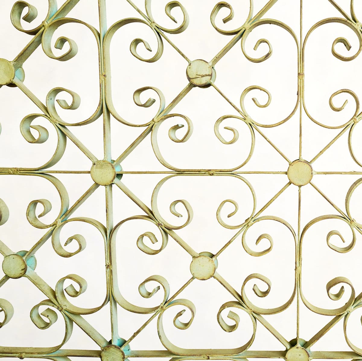 Large Green Wood Framed Iron Rosette Screen - Thumbnail 4