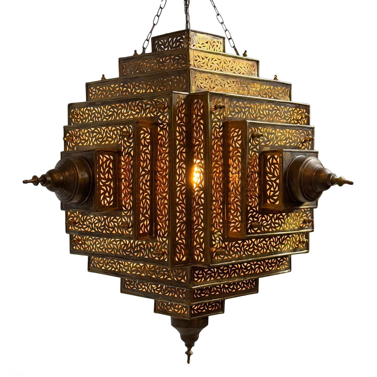 Brass Pyramid Triangle Pendant Small - Thumbnail 4