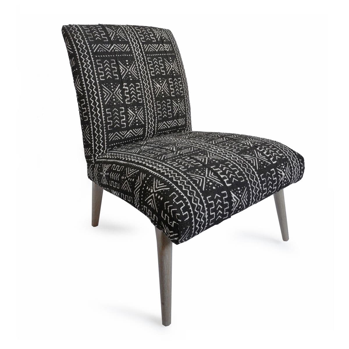 Mudcloth Black & White Side Chair - Thumbnail 4