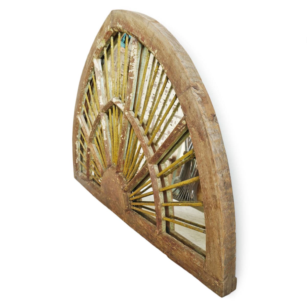 Old Wood & Iron Window Transom Mirror - Thumbnail 4