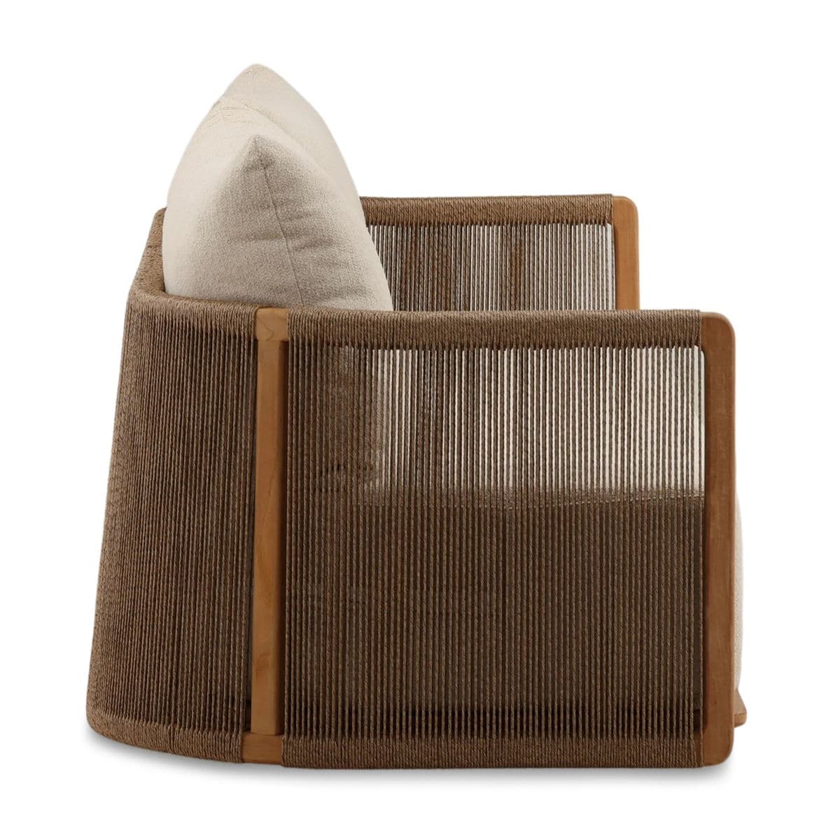 Rope Wrapped Teak Outdoor Sofa - Thumbnail 4