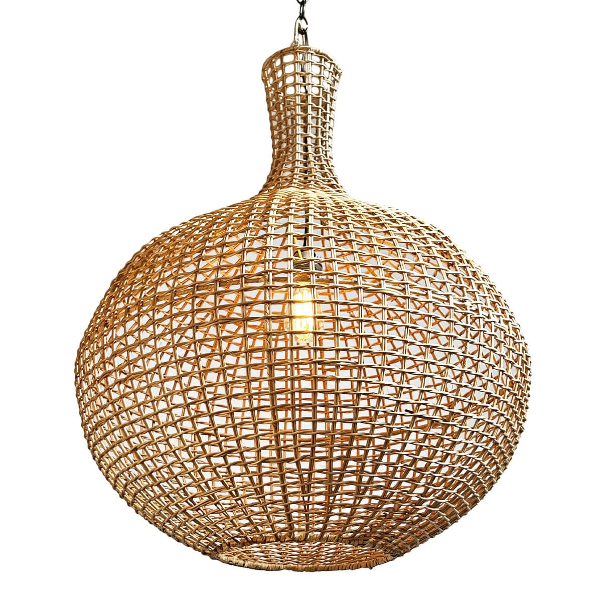 Raw Rattan Basket Jug Pendant Light - Thumbnail 4