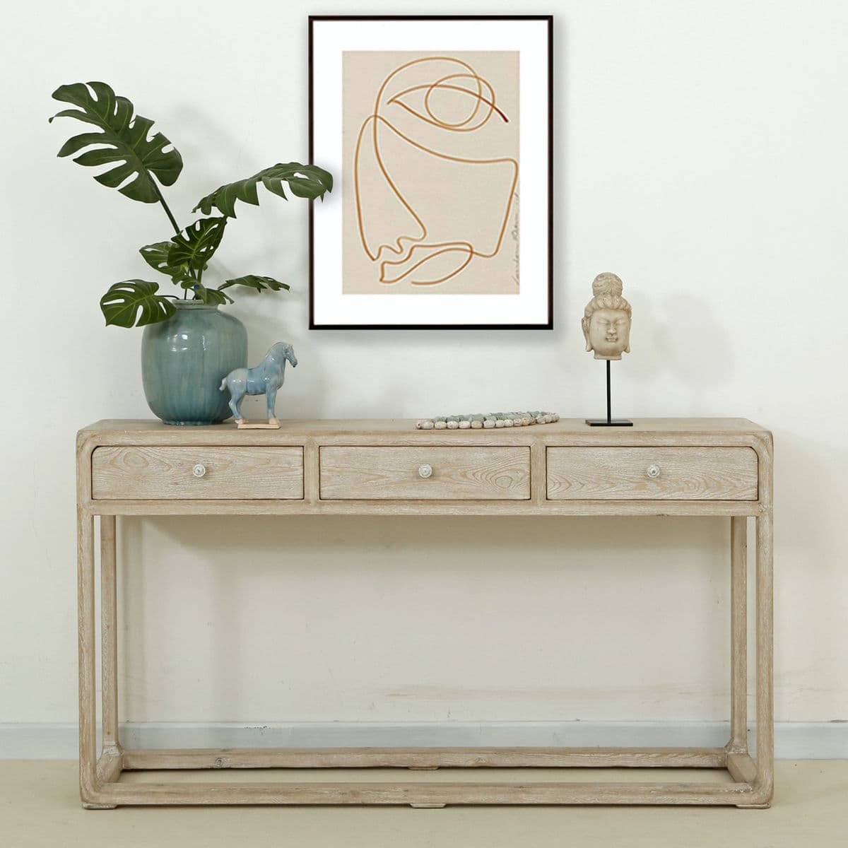 White Wash 3 Drawer Console - Thumbnail 4