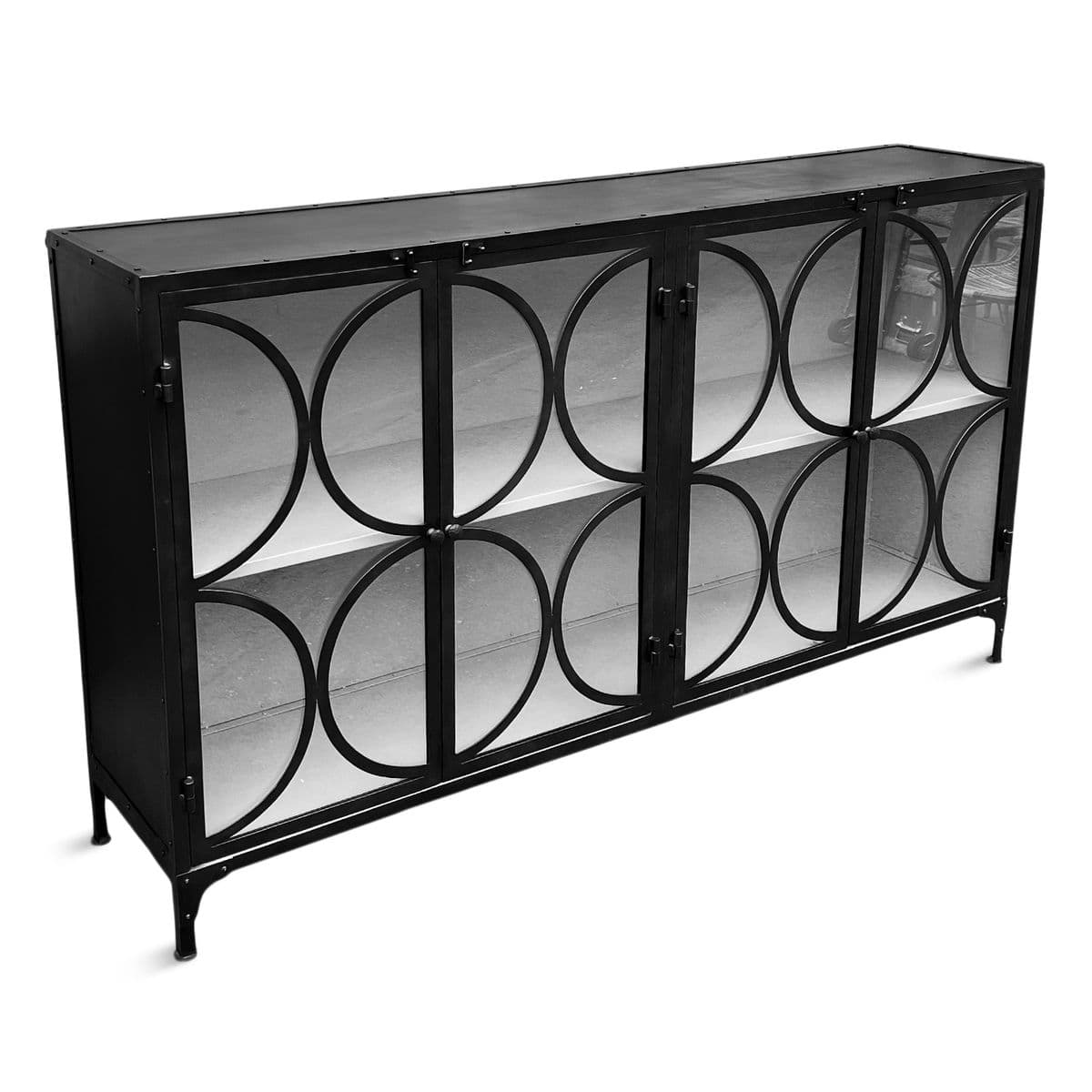 Iron Deco Glass Sideboard - Thumbnail 4