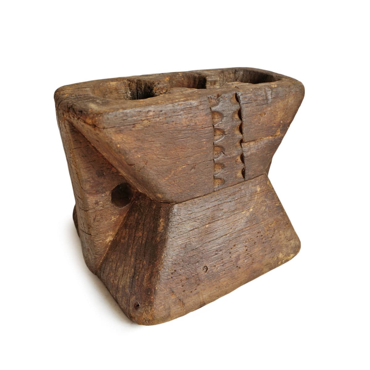 Antique Rajasthan Village Wood Candle Stand - Thumbnail 4