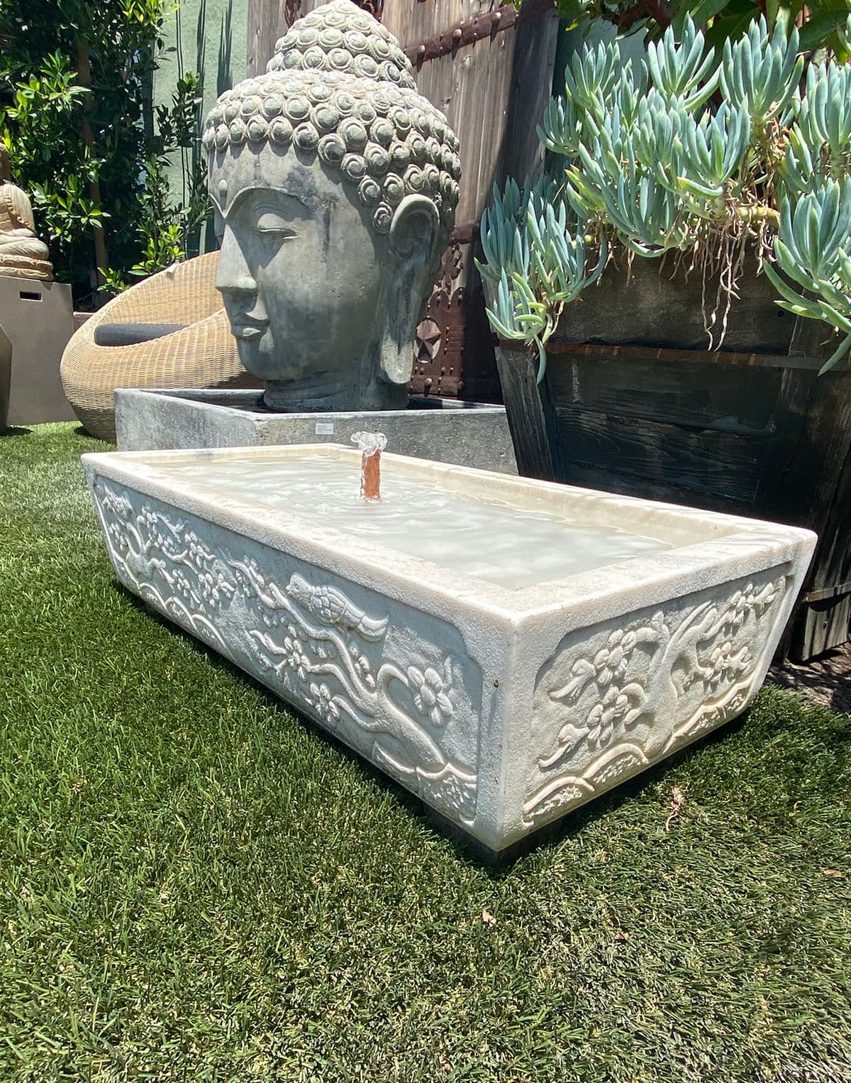 Vintage White Marble Garden Fountain - Thumbnail 4