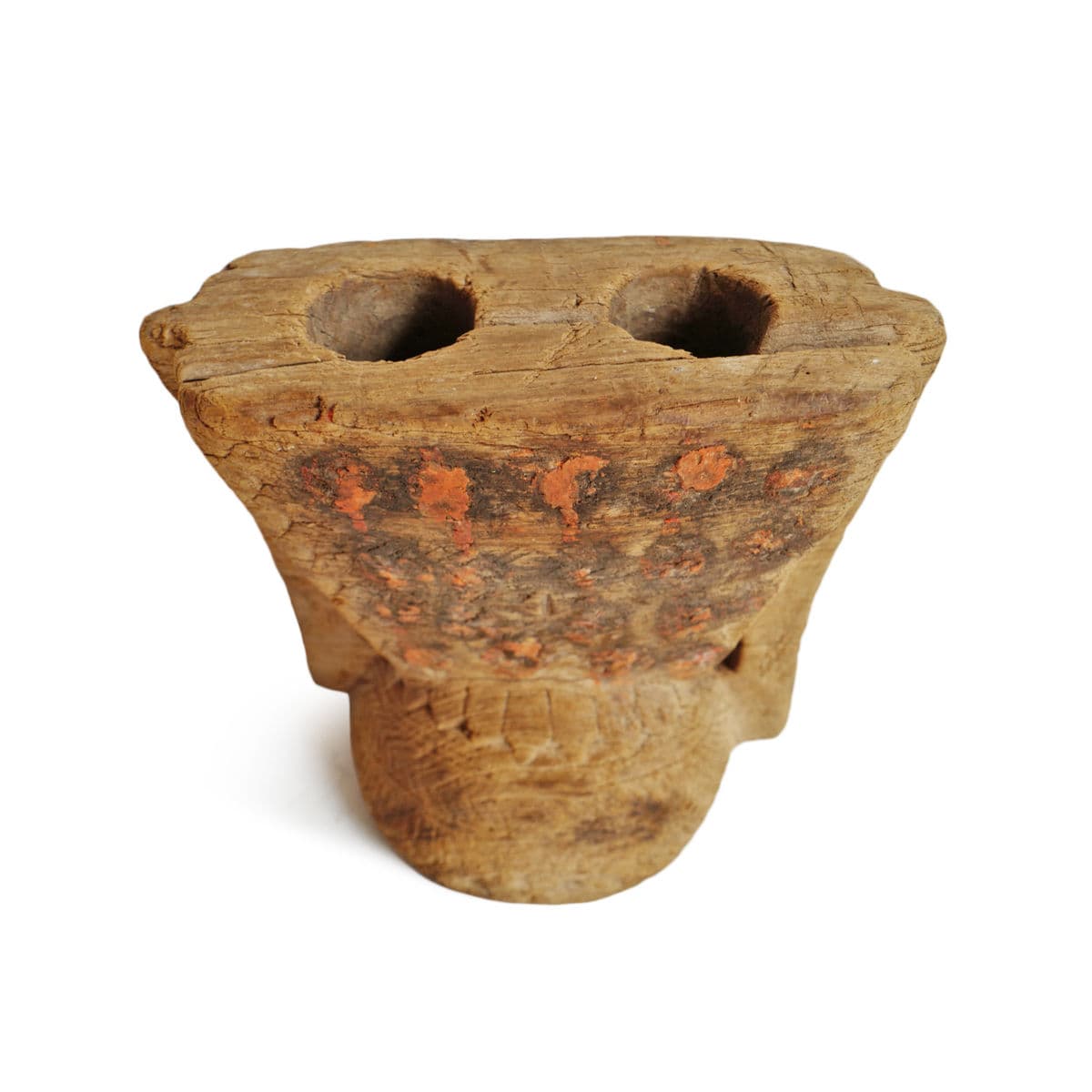 Antique Rajasthan Village Wood Candle Stand - Thumbnail 4