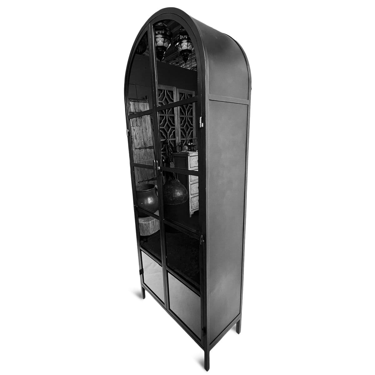 Gunmetal Arch Glass Cabinet - Thumbnail 4