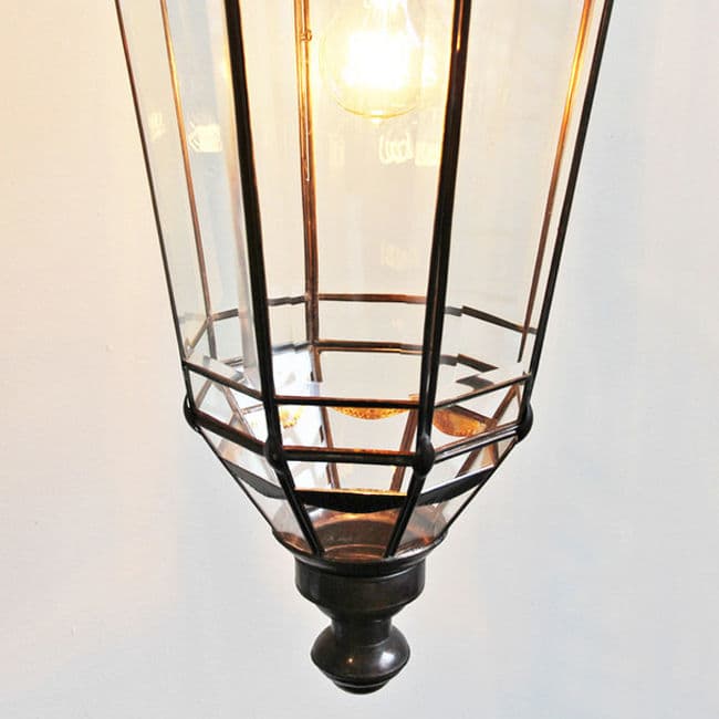 Beveled Glass & Iron Pendant Lamp - Thumbnail 4