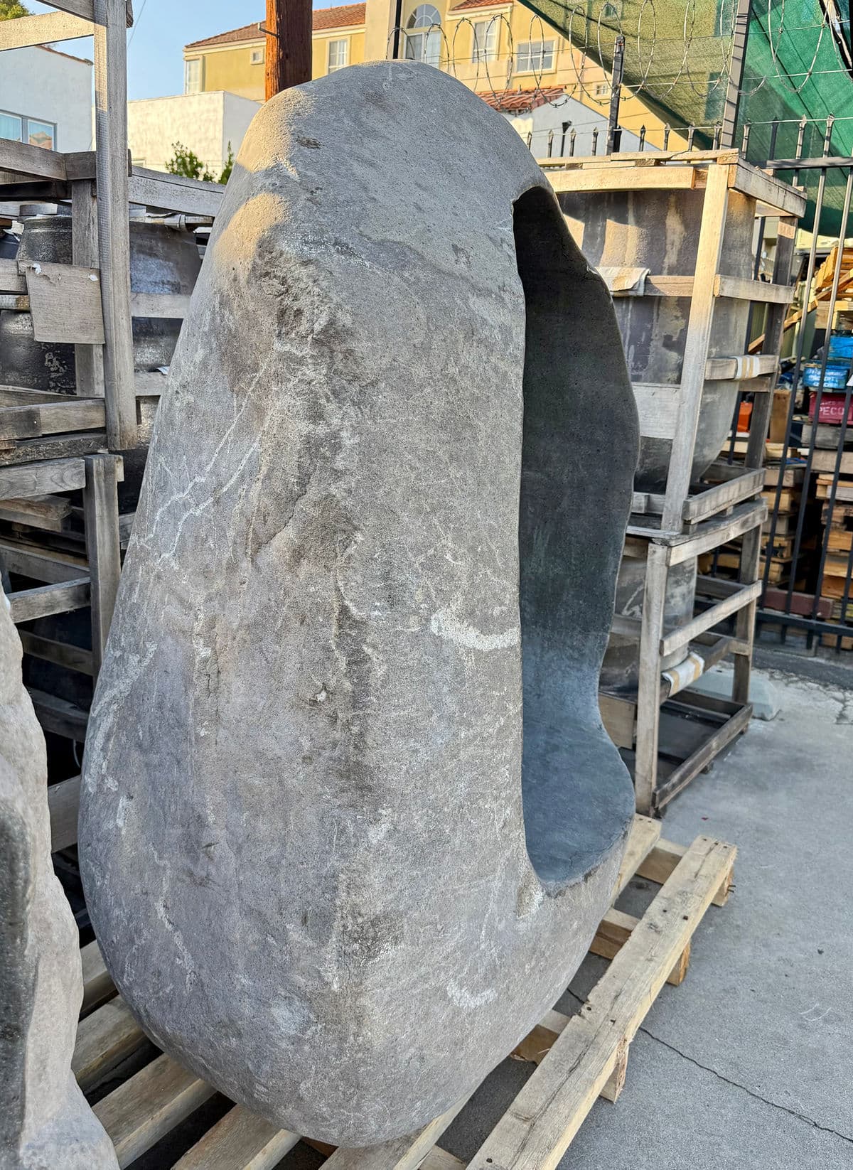 Giant Stone Boulder Hole Bench - Thumbnail 4