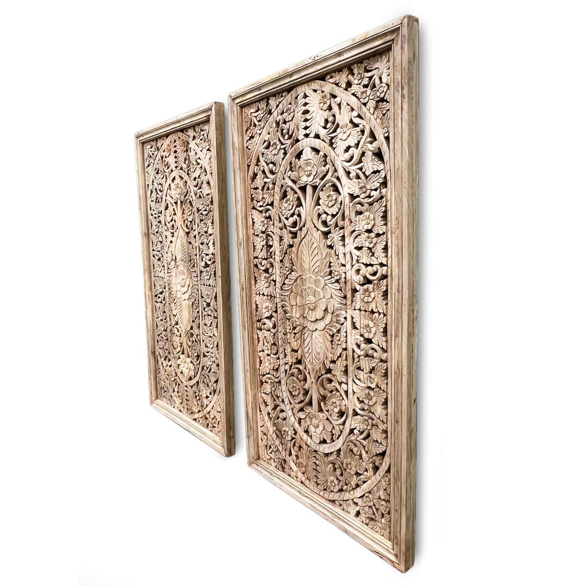 Floral Carved Wood Panel - Thumbnail 4