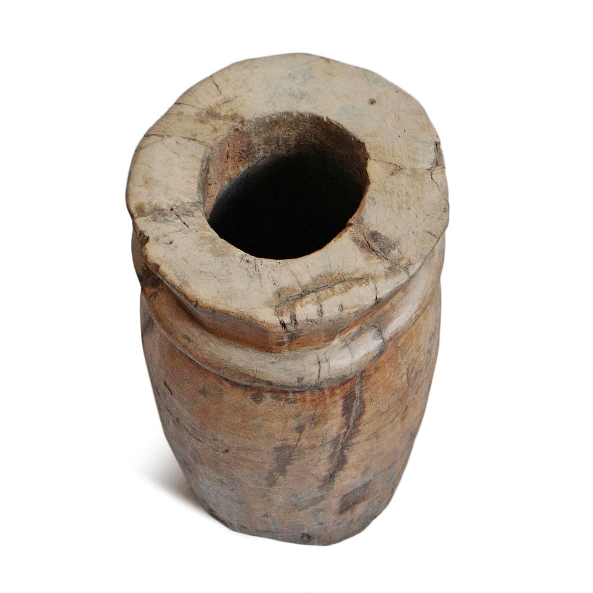 Antique India Wood Butter Pot - Thumbnail 4