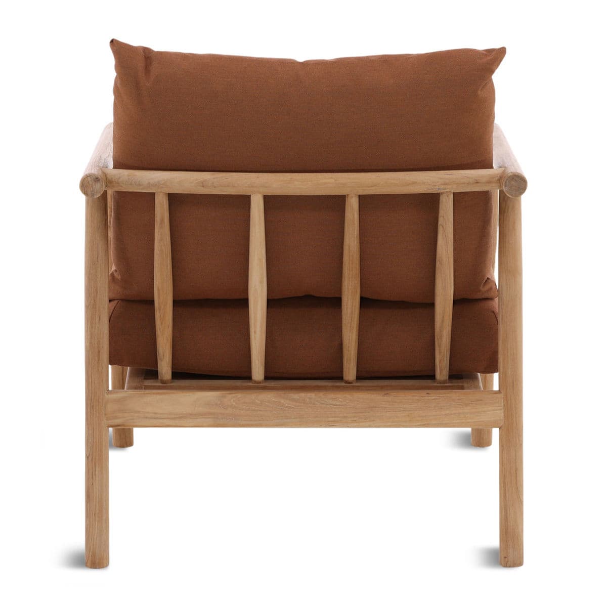 Outdoor Rust Cushion Teak Chair - Thumbnail 4