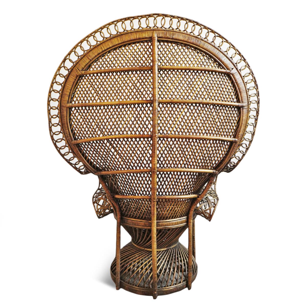 Tea Stain Rattan Loop Peacock Chair - Thumbnail 4