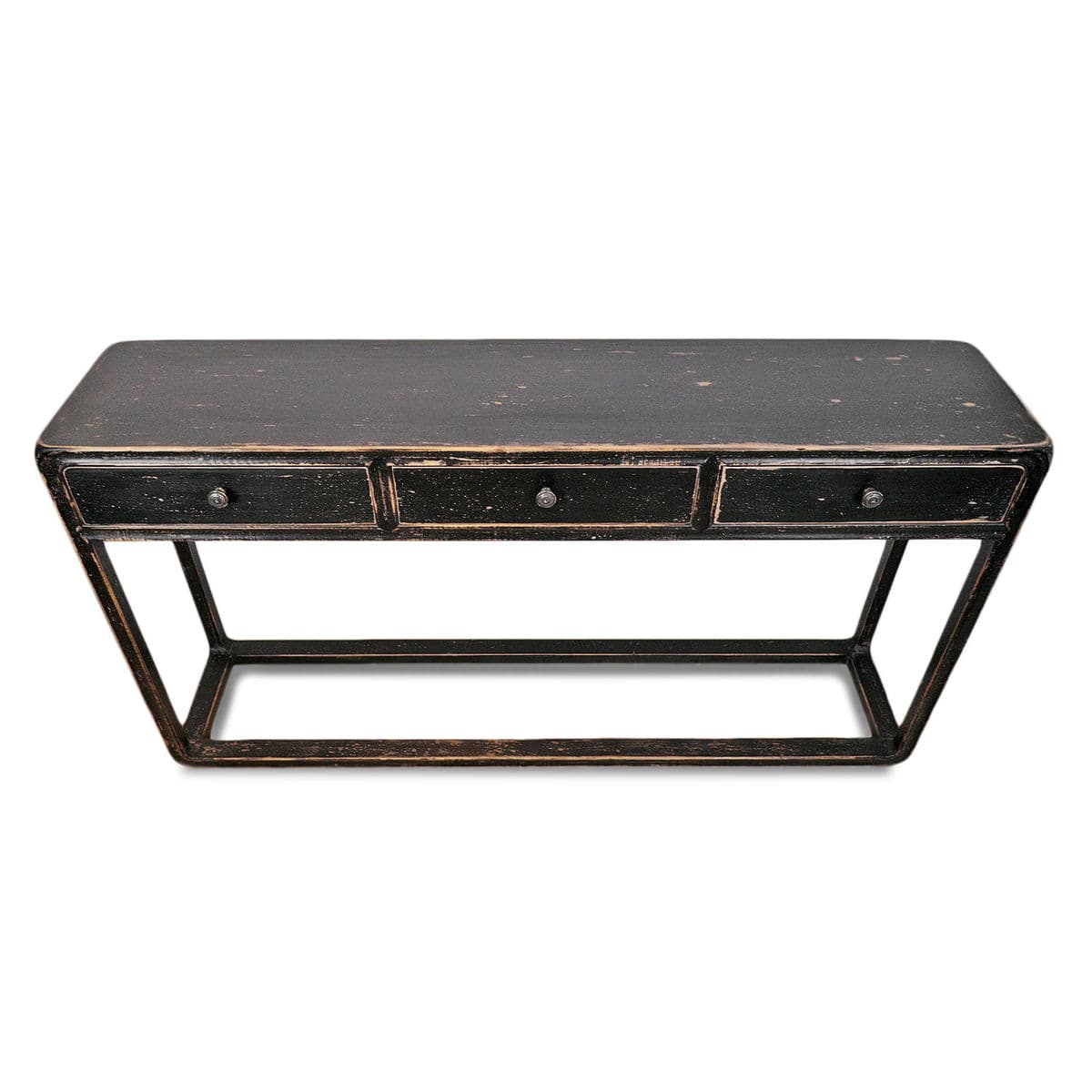 Black 3 Drawer Peking Console Table - Thumbnail 4