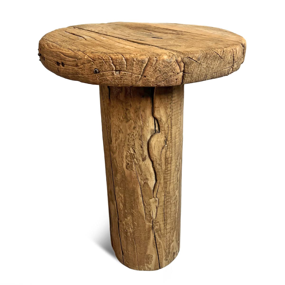 Rustic Log Round Side Table - Thumbnail 4