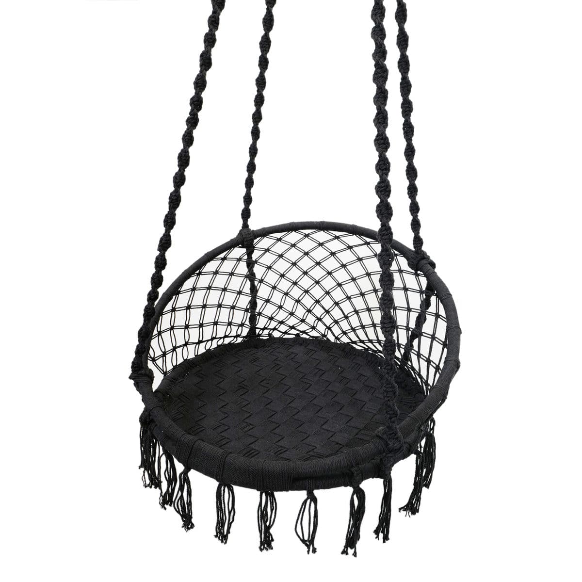 Black Macrame Rope Swing Chair - Thumbnail 4