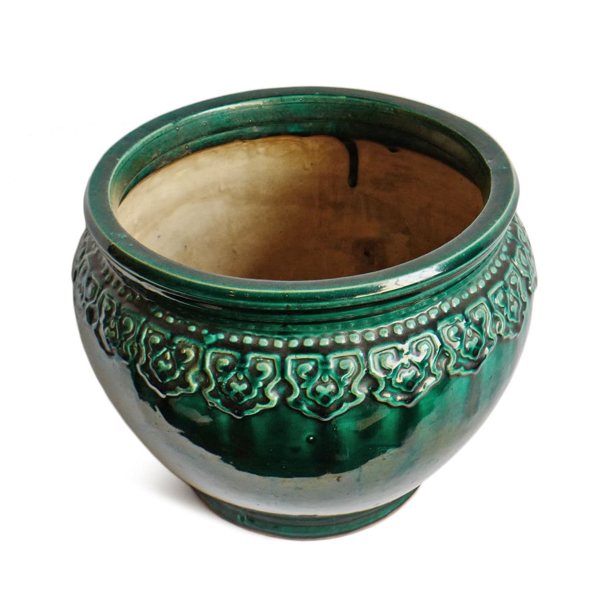 Vintage Green Vietnam Ceramic Pot - Thumbnail 4