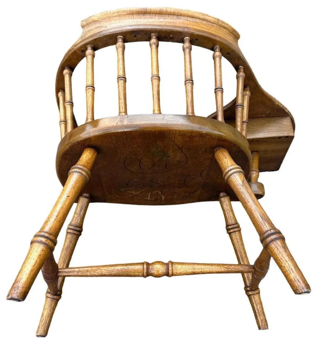 Drexel Windsor Maple and Oak Writing Arm Chair - Vintage Mid 20th Century - Thumbnail 4