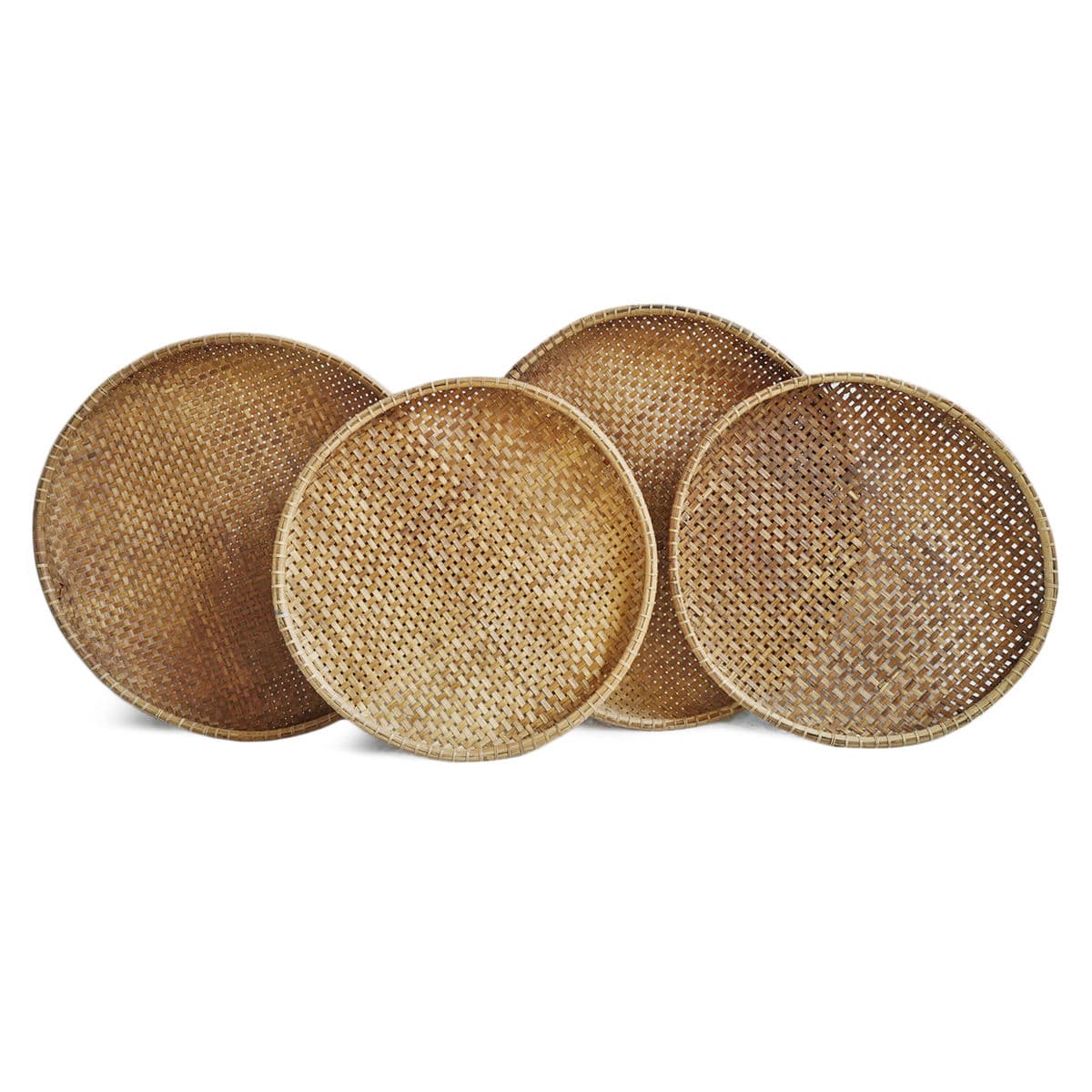 Bamboo Woven Round Basket Tray Large - Thumbnail 4