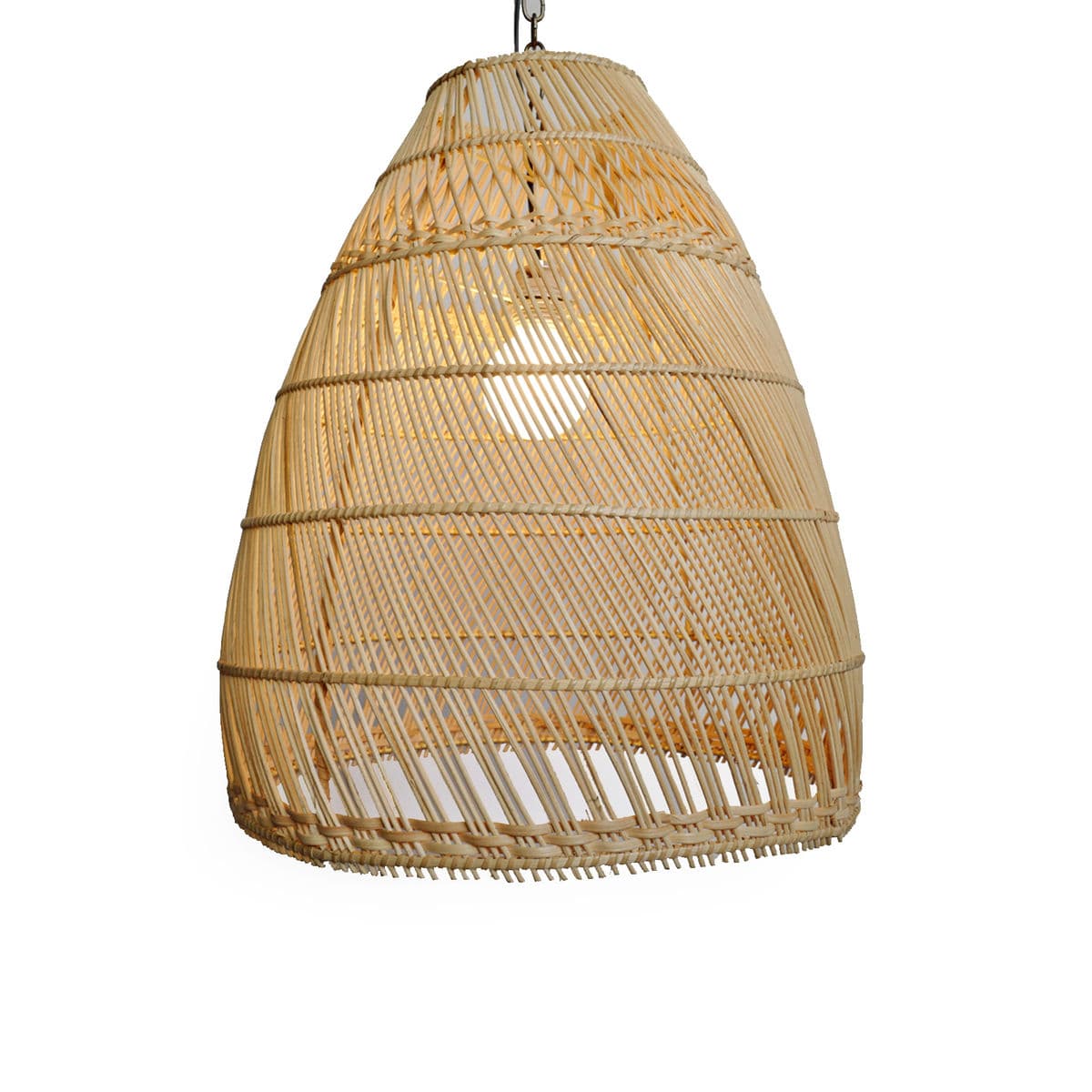Natural Wicker Basket Bell Lantern Small - Thumbnail 4