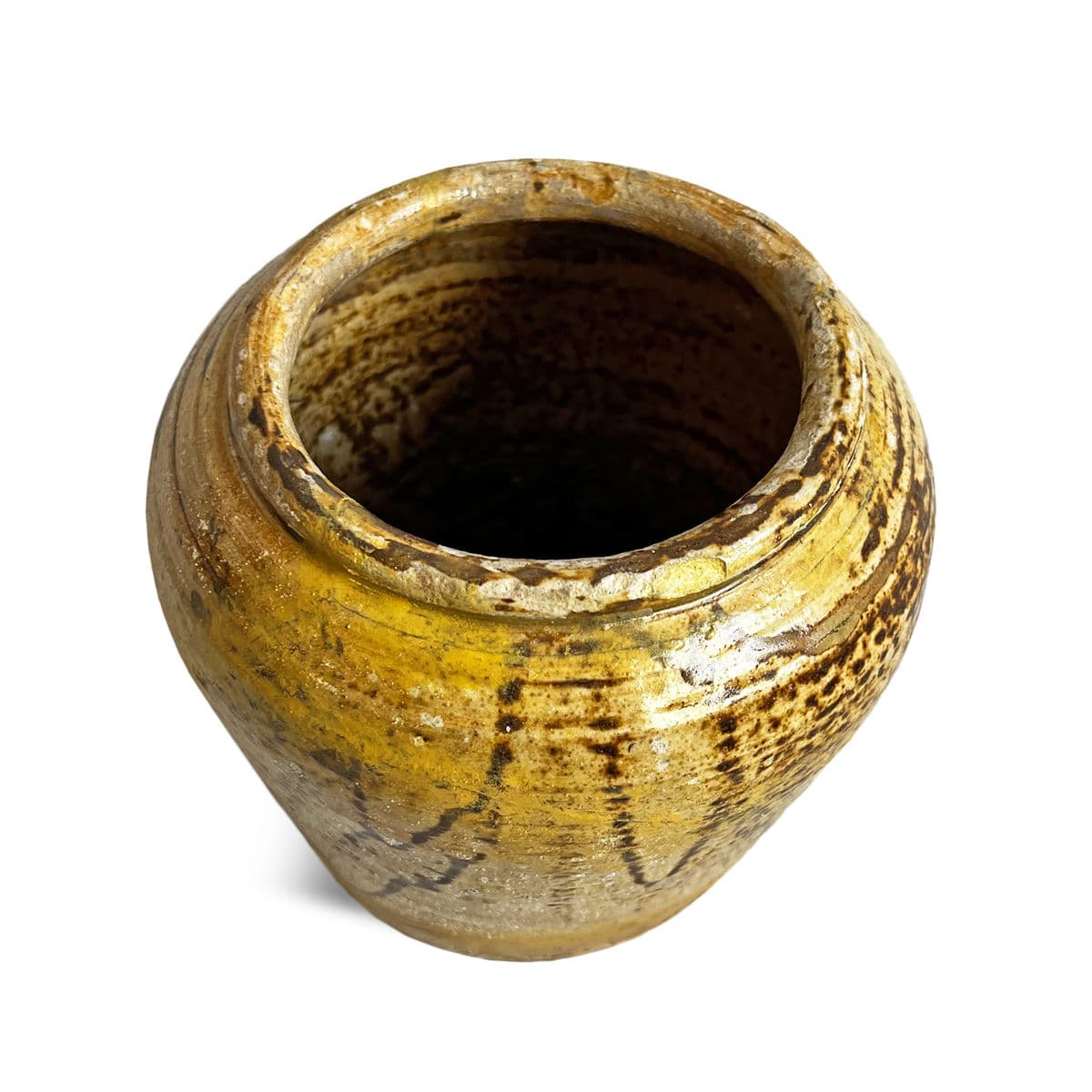 Antique Yellow Mongolian Ceramic Pot - Thumbnail 4