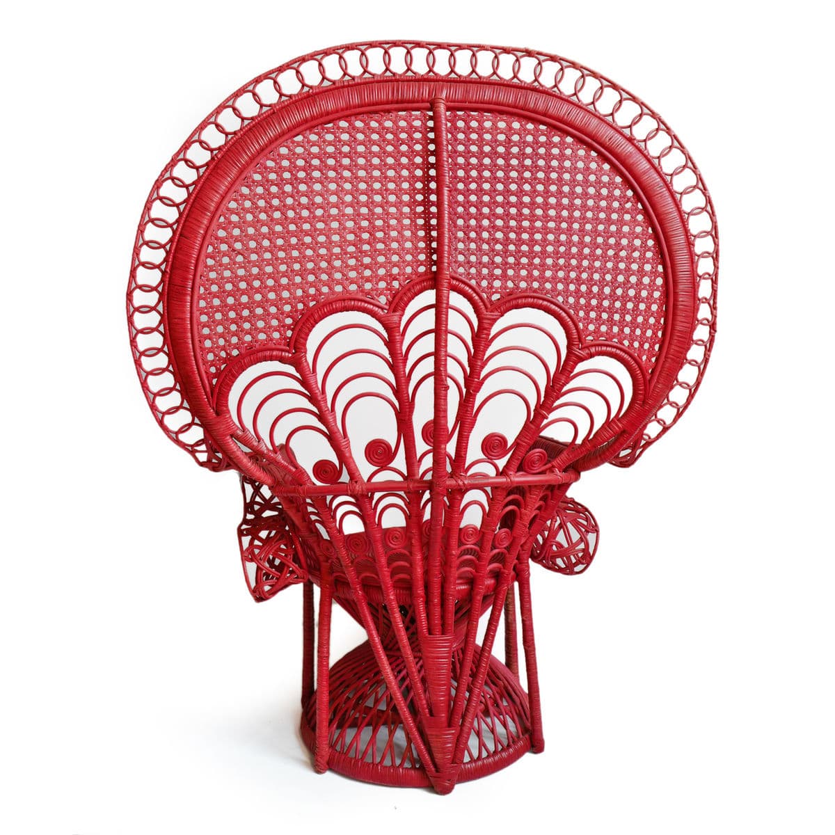 Red Peacock Cane Back Fan Chair - Thumbnail 4