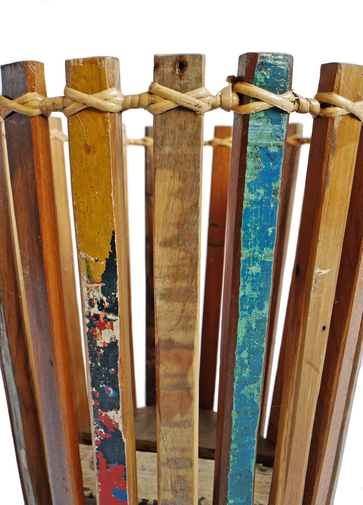 Salvaged Boat Wood Basket Medium - Thumbnail 4