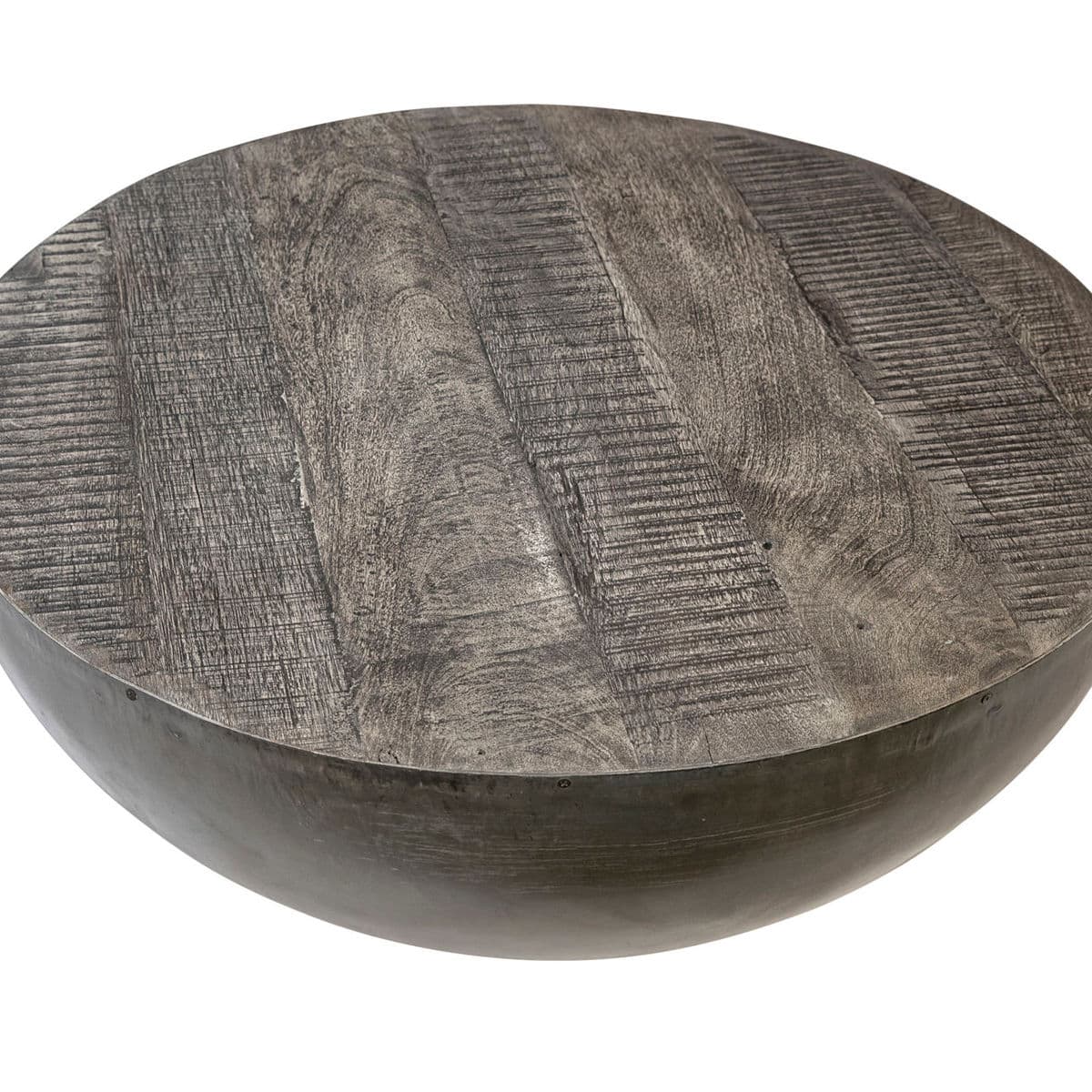 Grey Wood & Iron Coffee Table - Thumbnail 4
