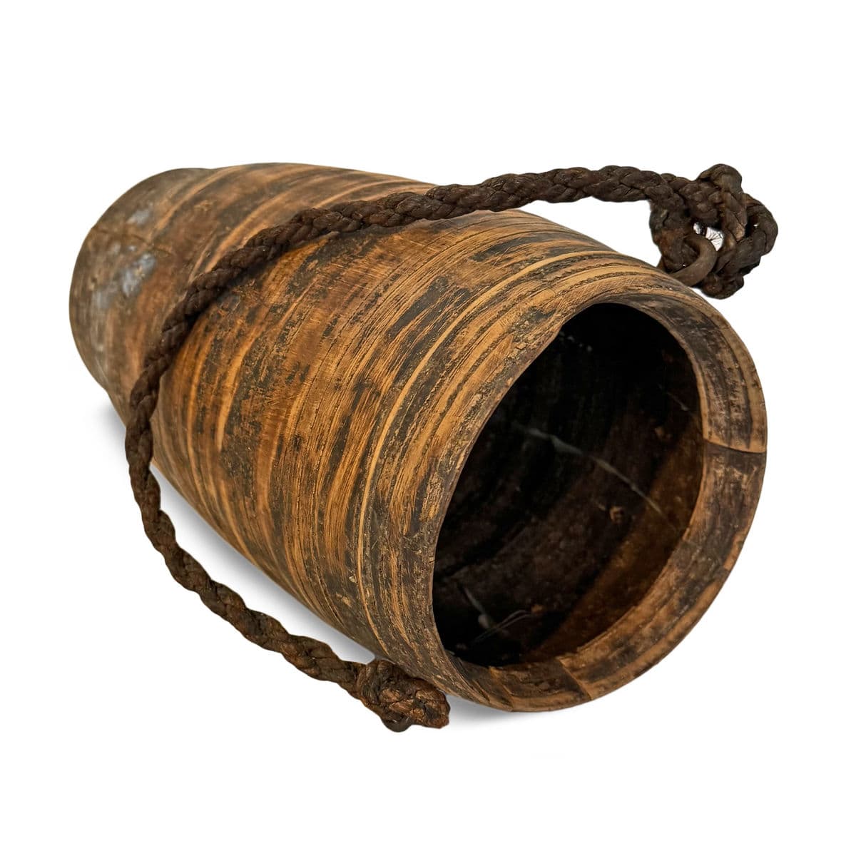 Vintage India Wood Water Pot - Thumbnail 4