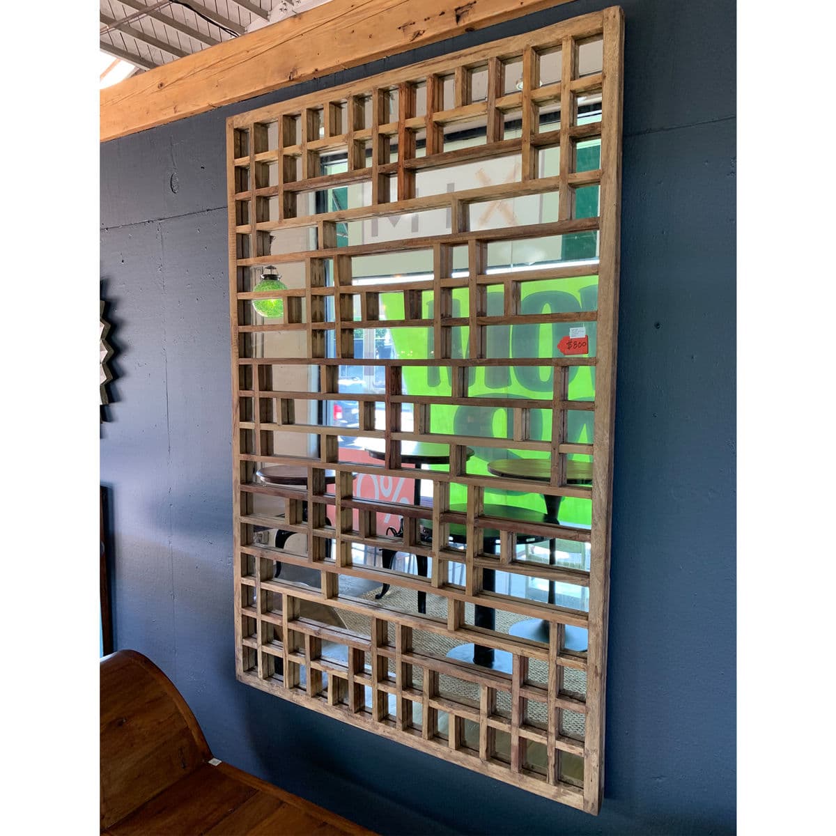 Wood Lattice Work Mirror - Thumbnail 4
