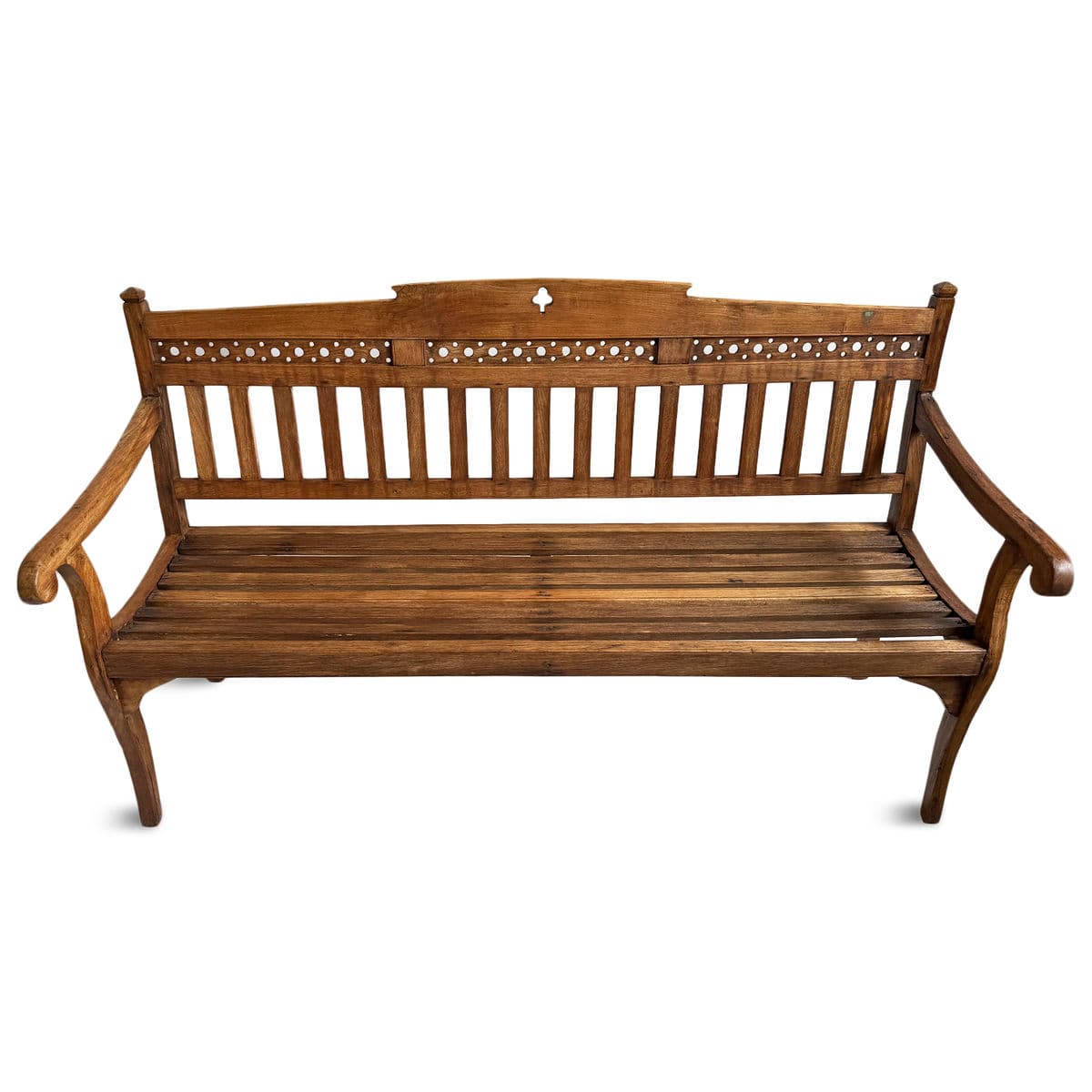 Vintage Colonial Teak Slat Bench - Thumbnail 4