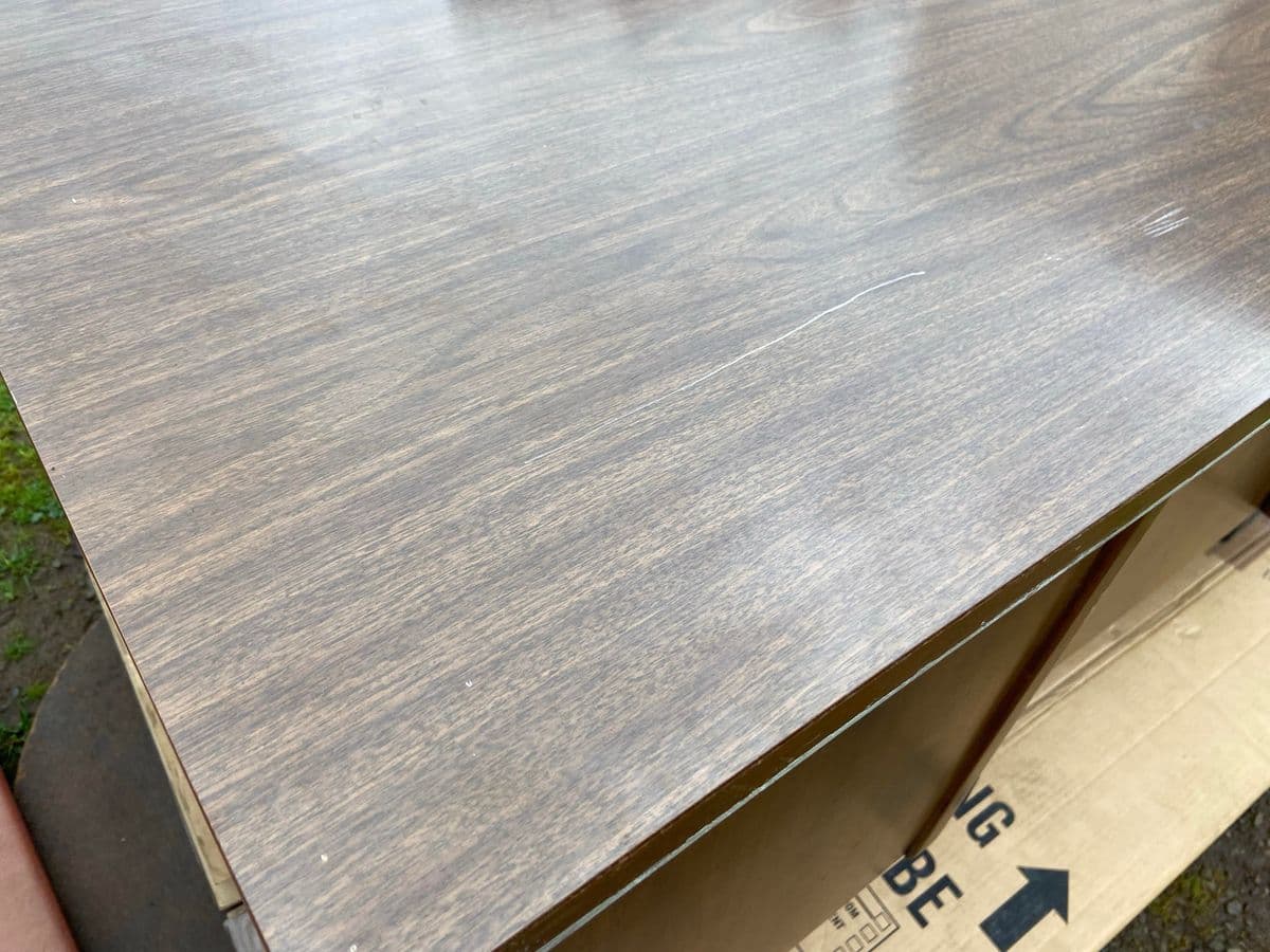 1970s Vintage Mid Century Modern Wooden Tanker Desk - Thumbnail 4