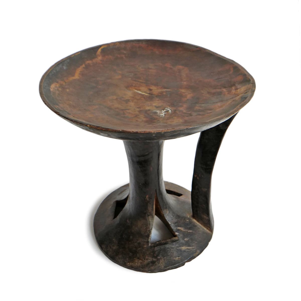 Vintage Naga Wood Serving Bowl Stool - Thumbnail 4