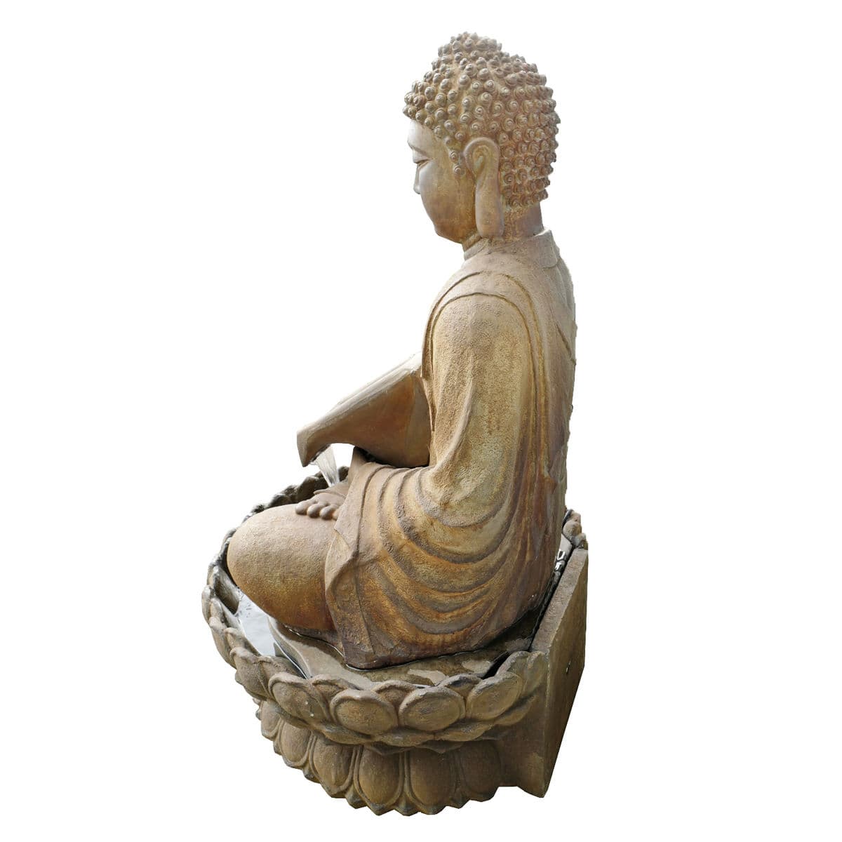 Sitting Lotus Buddha Fountain - Rust - Thumbnail 4