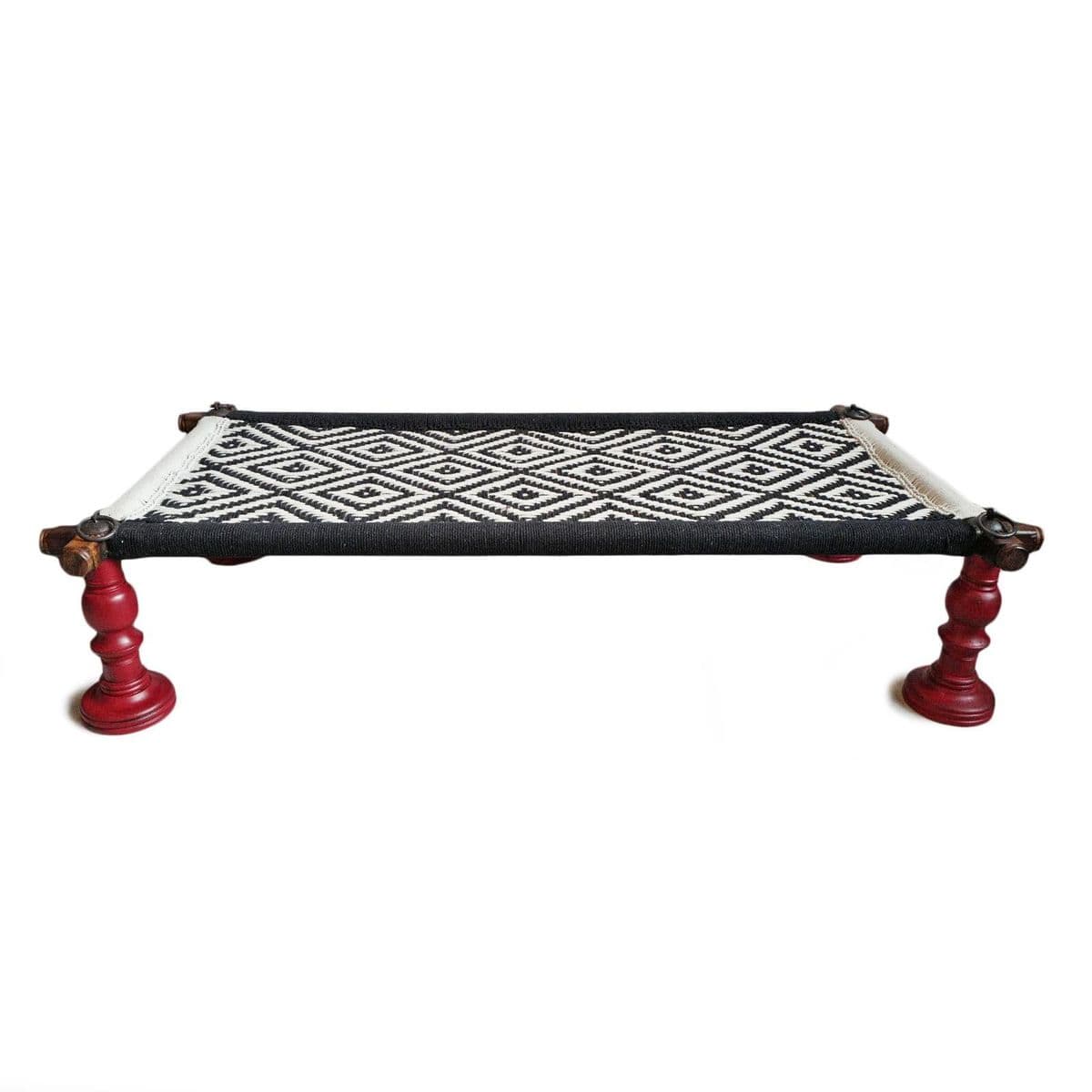 Black & White Charpai Rope Swing Bench Table - Thumbnail 4