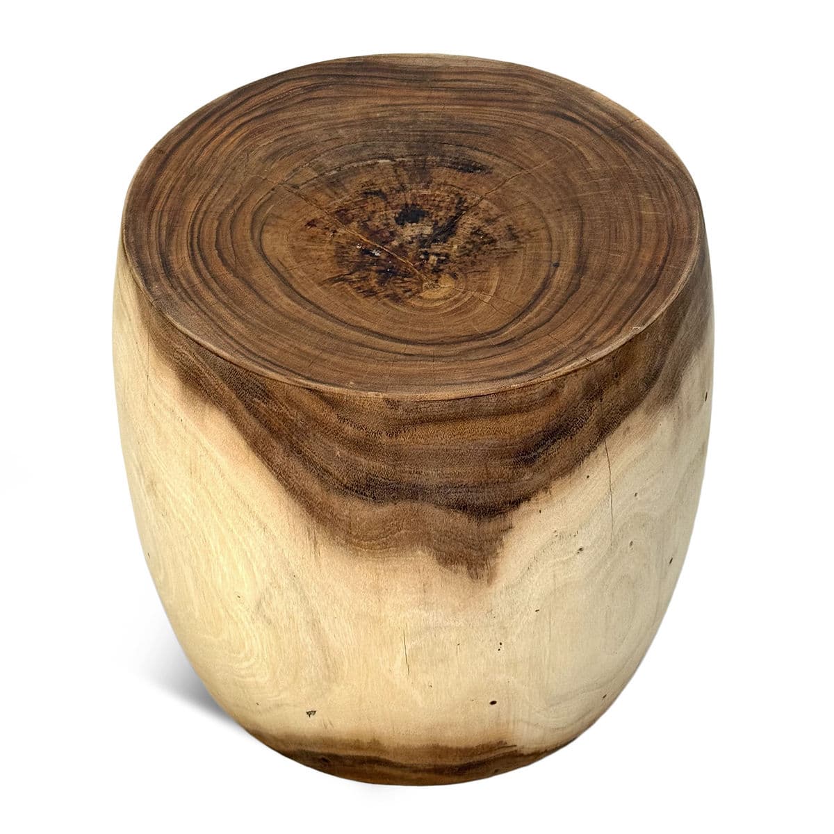 Raw Acacia Wood Drum Stool - Thumbnail 4