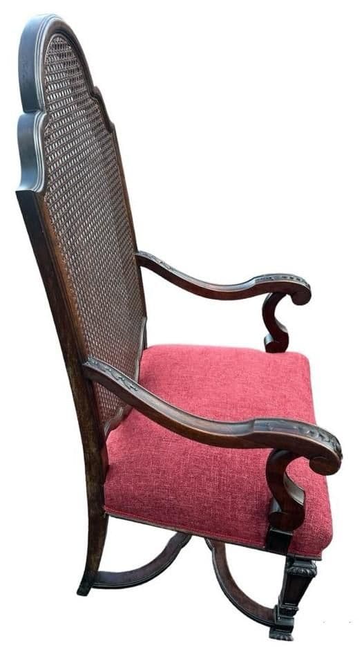 Antique Spanish Renaissance Style Walnut and Caning Dining Chairs - Set of 6 - Circa 1910 - Thumbnail 4