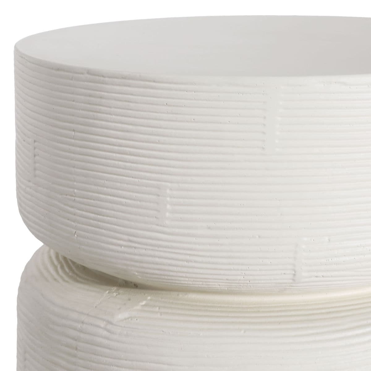 Outdoor Cream Cement Side Table - Thumbnail 4