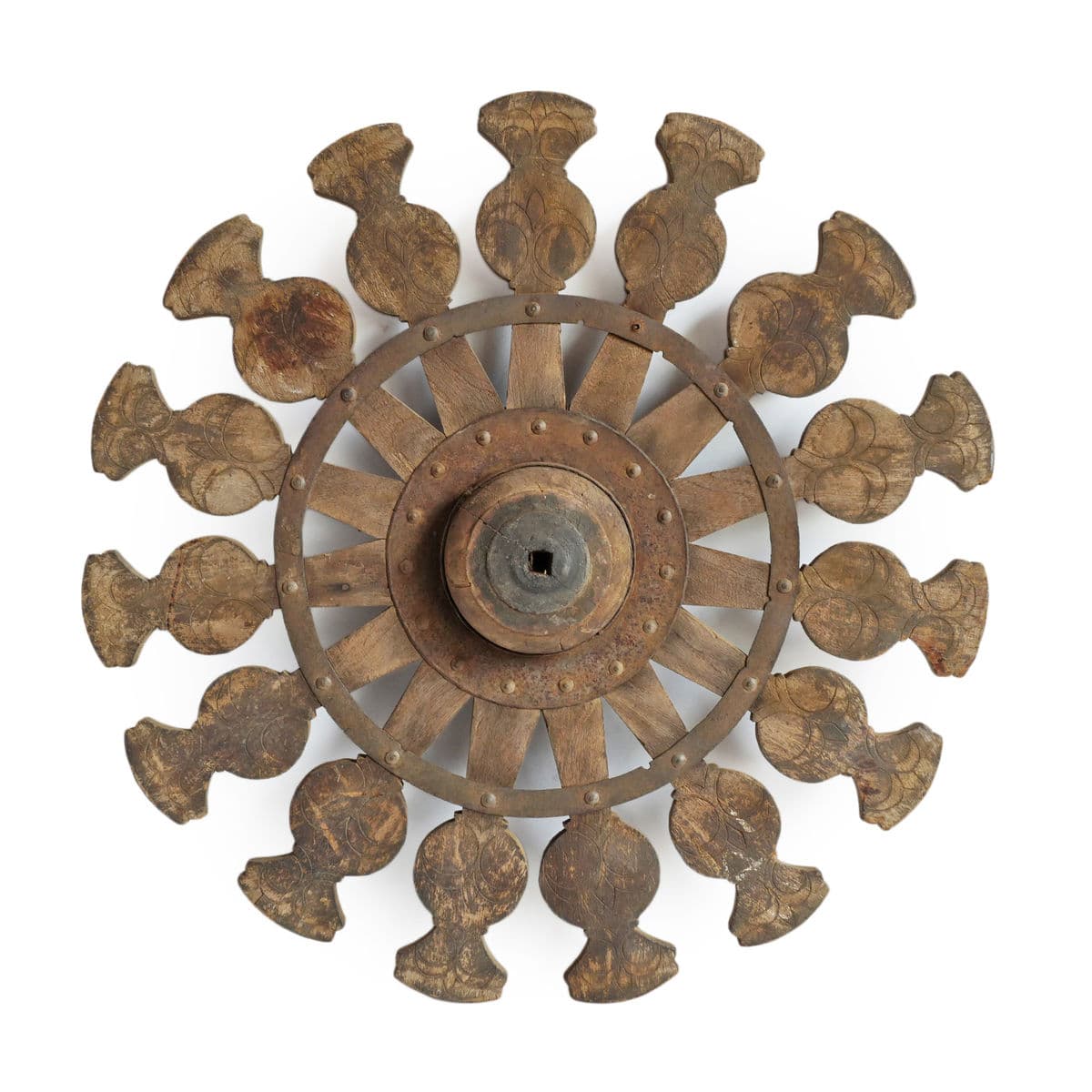 Vintage India Wood Sewing Wheel - Thumbnail 4