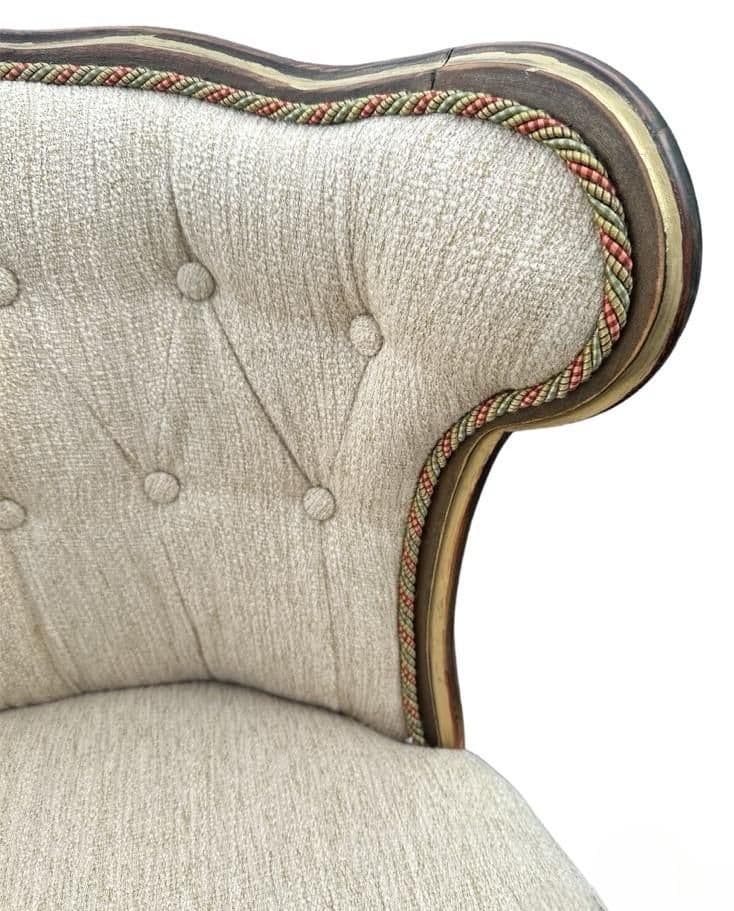 Pair of 19th Century Antique Louis XV Side Chairs With New Upholstery and Refinished With Giltwood Highlights - Thumbnail 4