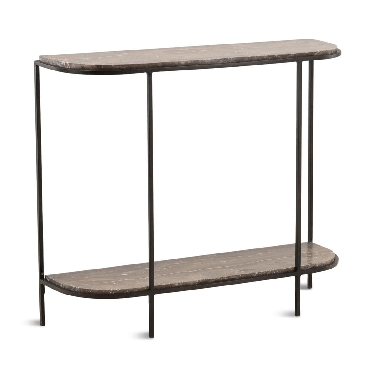 Rounded Taupe Marble & Iron Console - Thumbnail 4