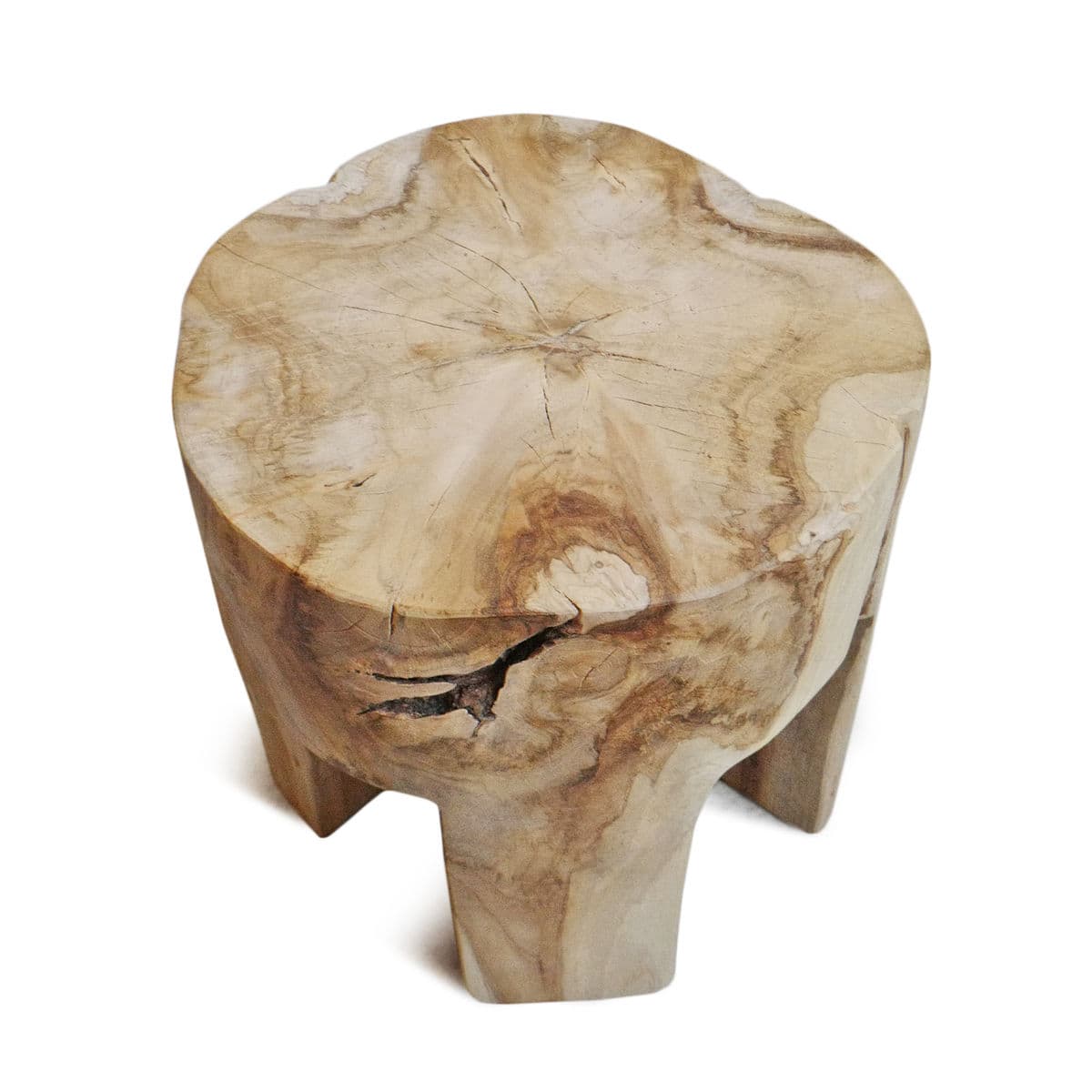 Jona Organic Teak Round Stool - Thumbnail 4