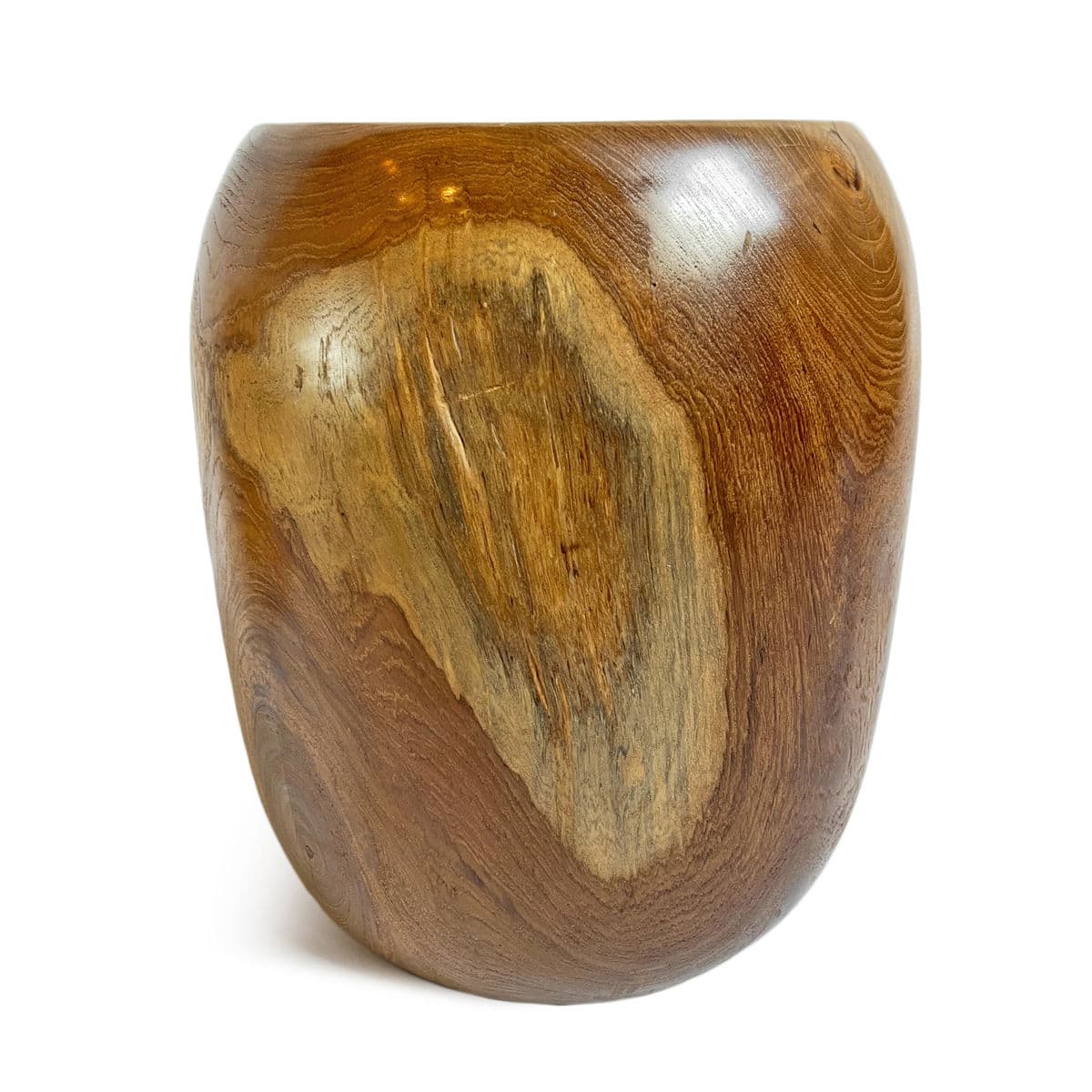 Polished Acacia Rounded Drum Stool Table - Thumbnail 4