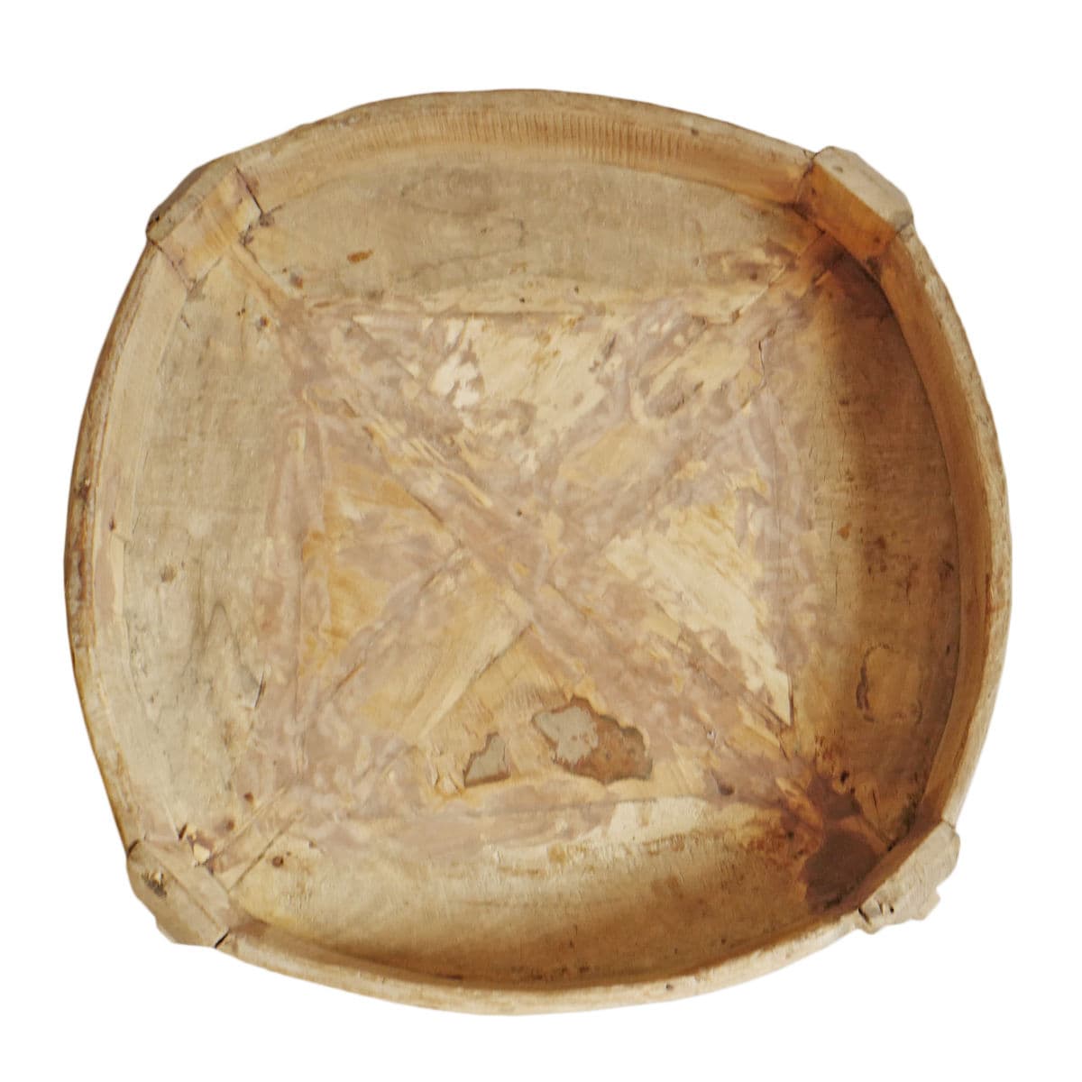 Vintage Chakki Grinder Wood Ottoman - Thumbnail 4