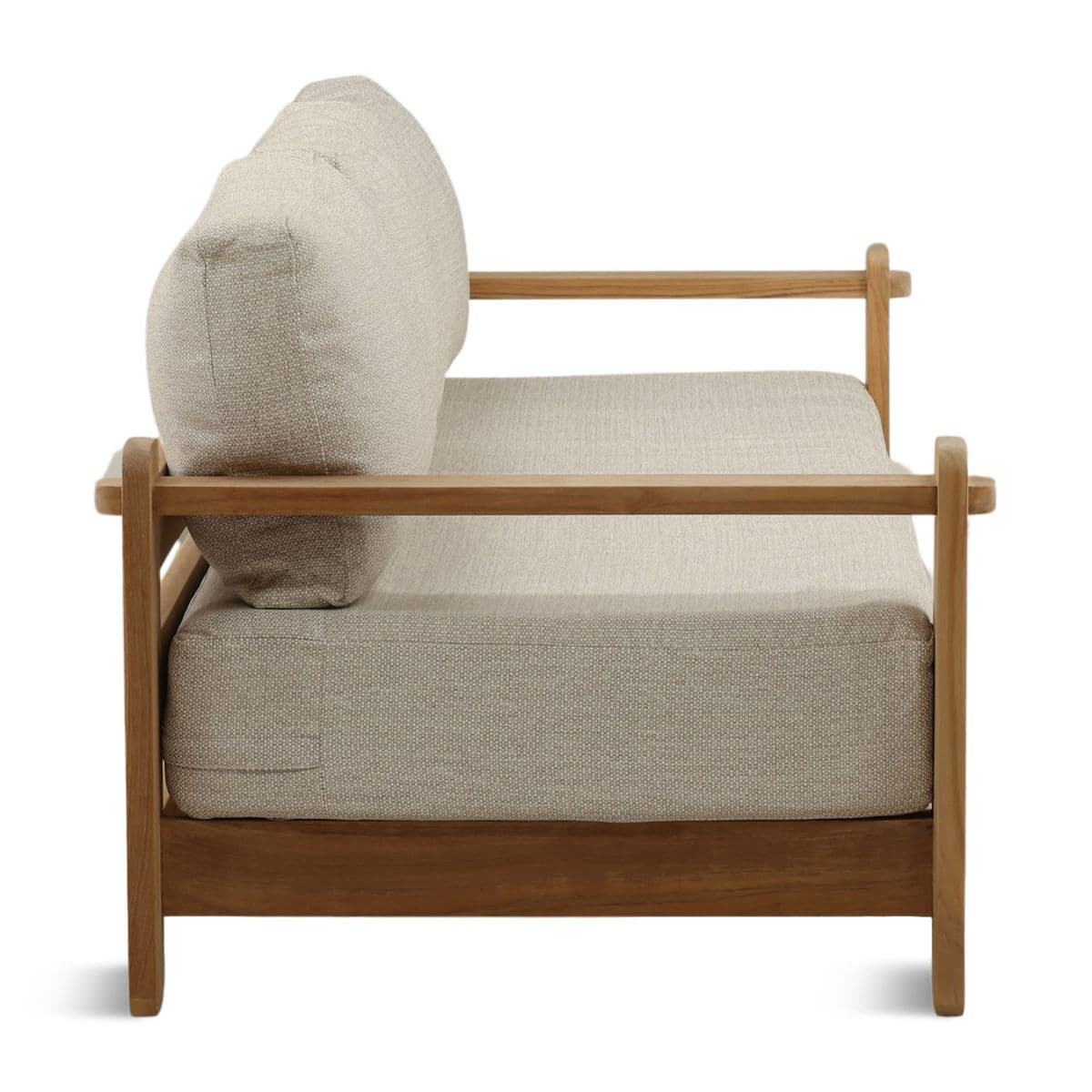 Outdoor Teak & Taupe Cushion Sofa - Thumbnail 4